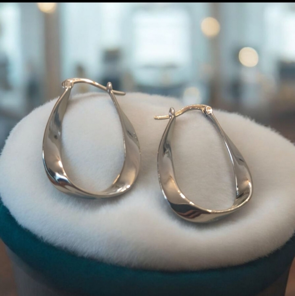 Silver Hoop Earrings - Picture 3 of 8